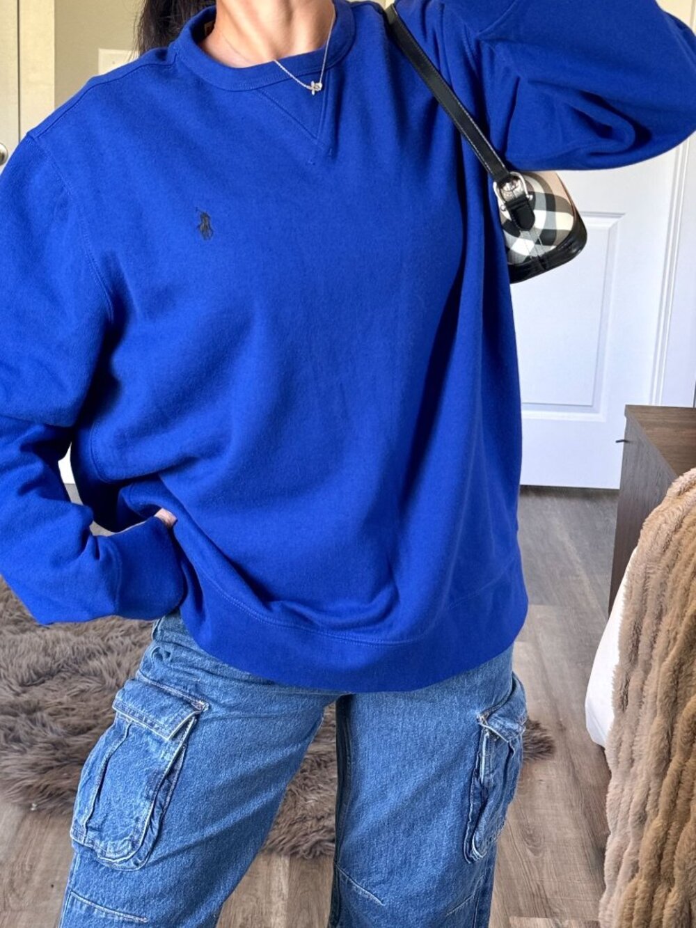 Polo Ralph Lauren Blue Crewneck Sweatshirt Mens L Preppy Pullover Quiet Luxury